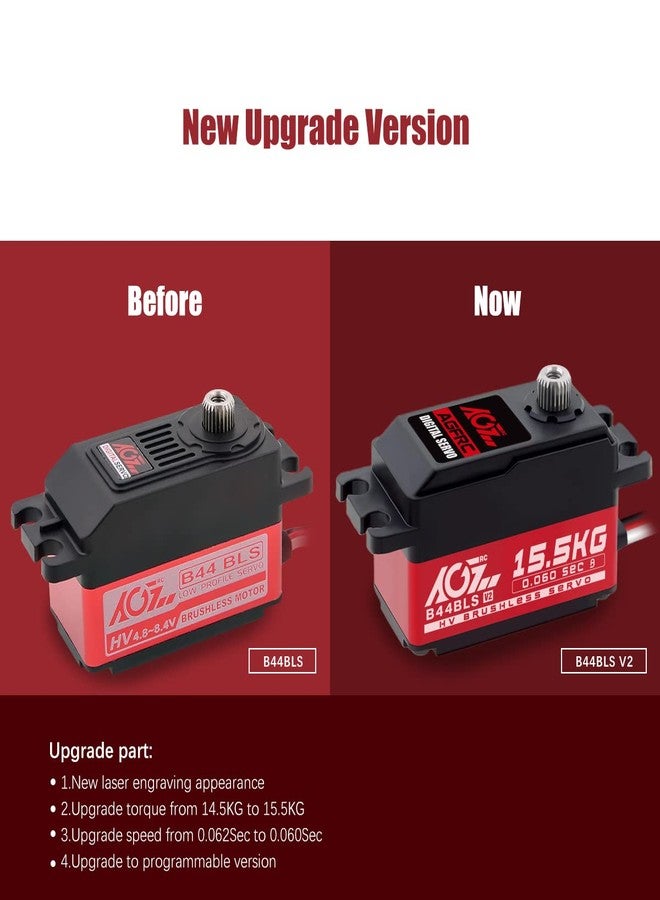 AGFRC 15.5KG Low-Profile High-Torque Steering-Servo - Brushless Digital Metal Gear RC Servo for 1/10 1/12 RC Car Truck Planes (B44BLS V2) - Image 2